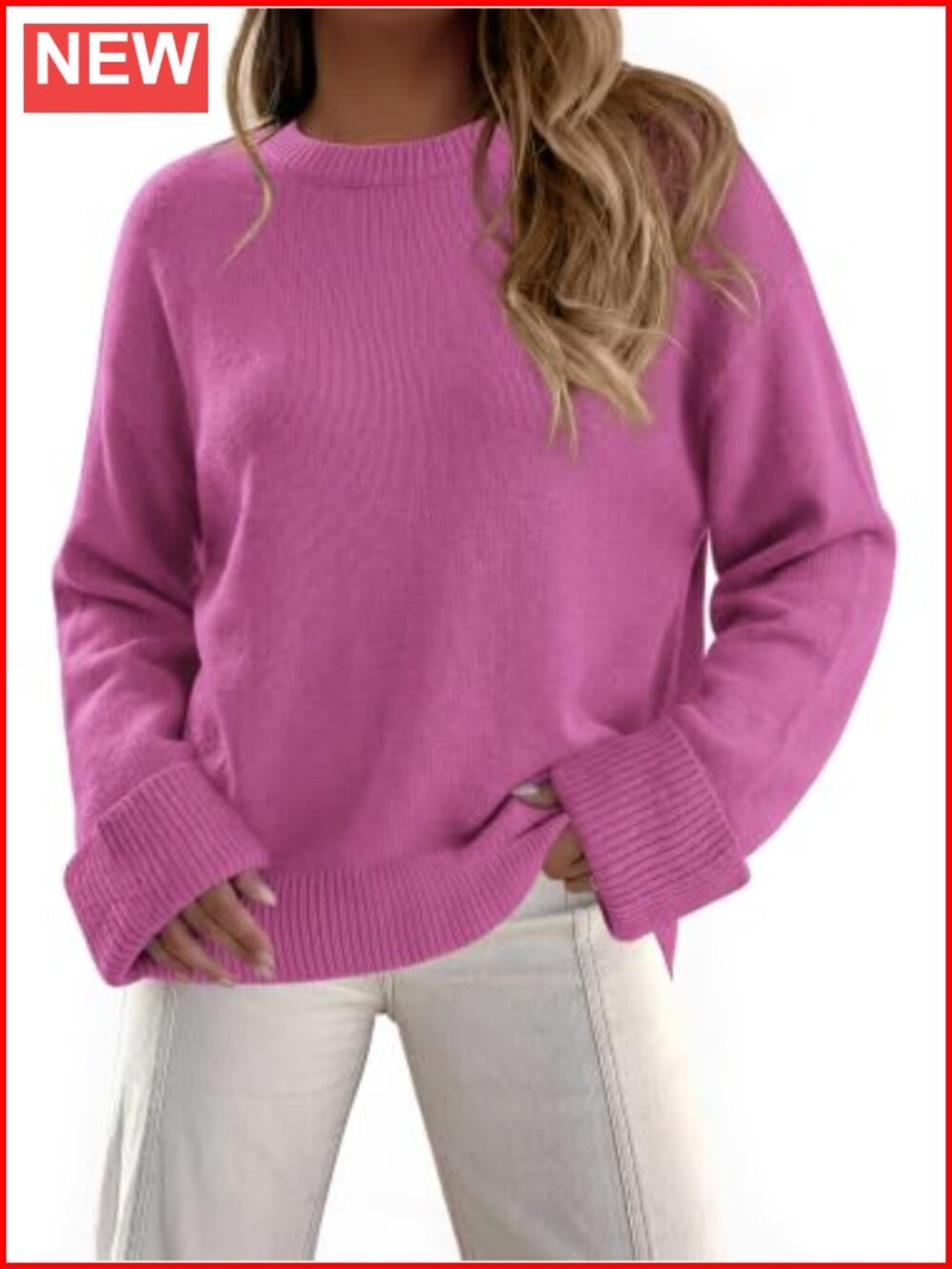 Oversized Cable Knit Chunky Sweater Balloon Sleeve Crew Neck Pullover